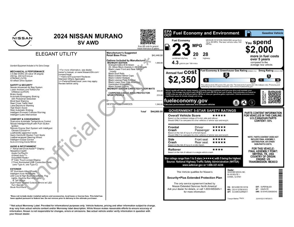 Used 2024 Nissan Murano SV w/ SV Midnight Edition Package AWD/4WD image 37