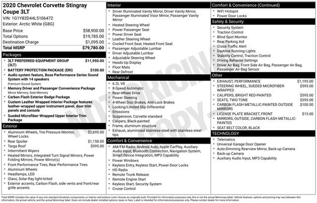 Used 2020 Chevrolet Corvette Stingray Premium Cpe w/ 3LT Preferred Equipment Group RWD image 29