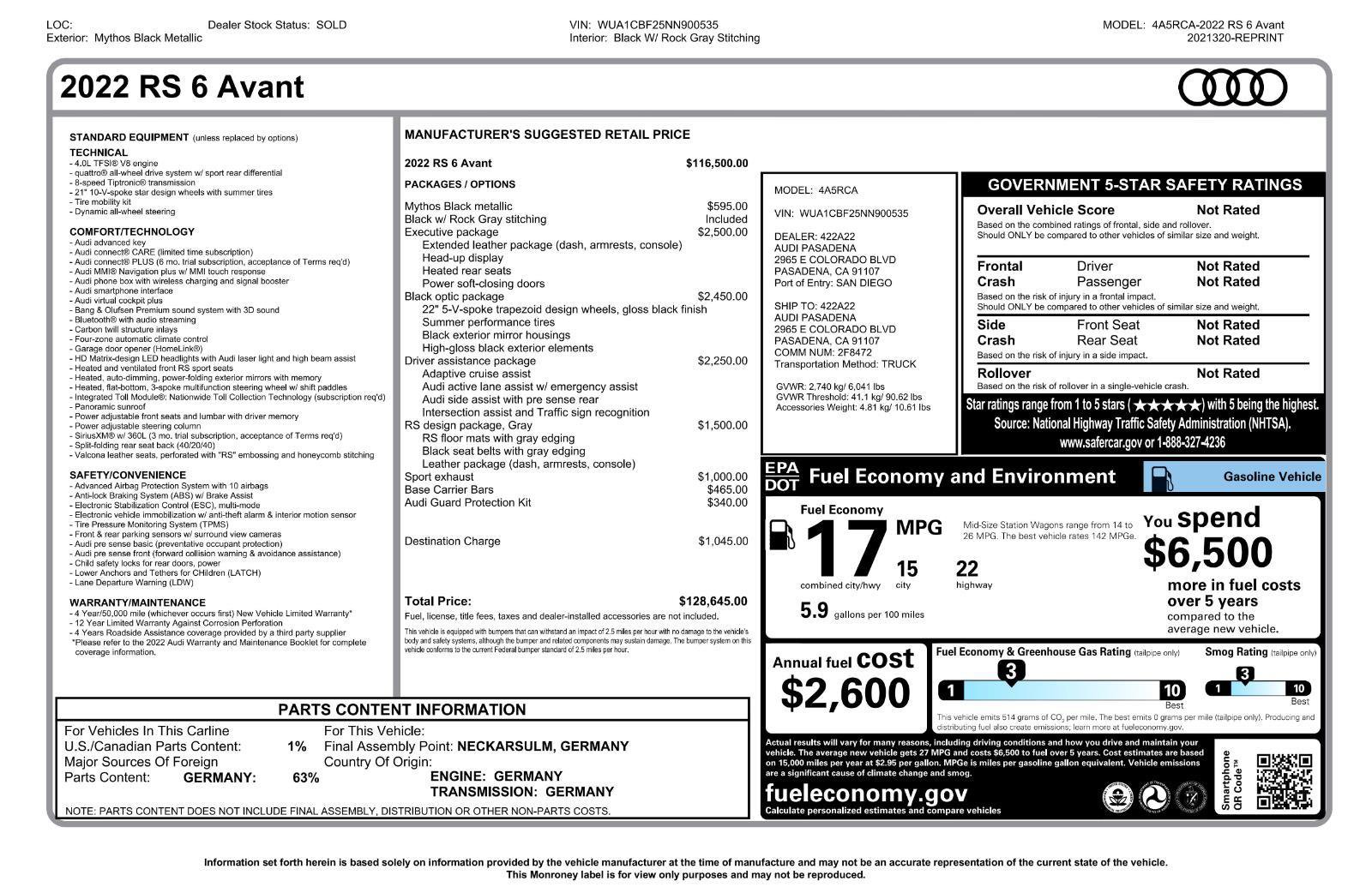 Used 2022 Audi RS 6 w/ Executive Package image 4