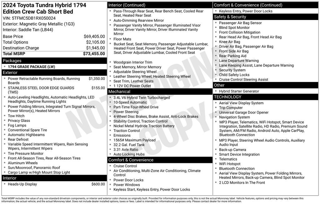Certified 2024 Toyota Tundra 1794 Edition AWD/4WD image 9