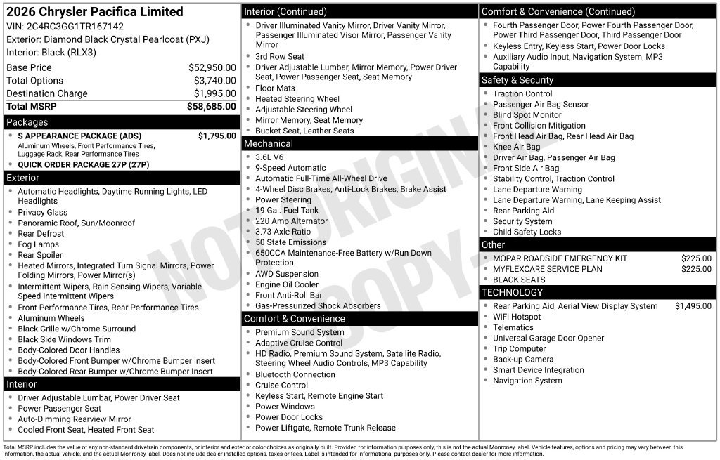 New 2026 Chrysler Pacifica Limited w/ S Appearance Package AWD/4WD image 6