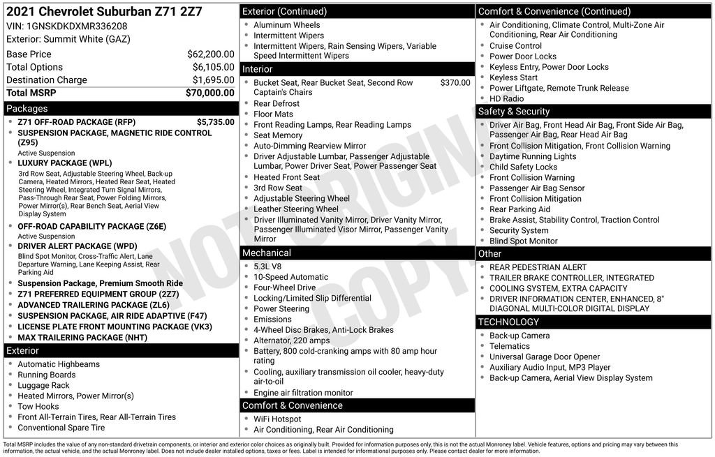 Used 2021 Chevrolet Suburban Z71 w/ Z71 Off-Road Package image 4