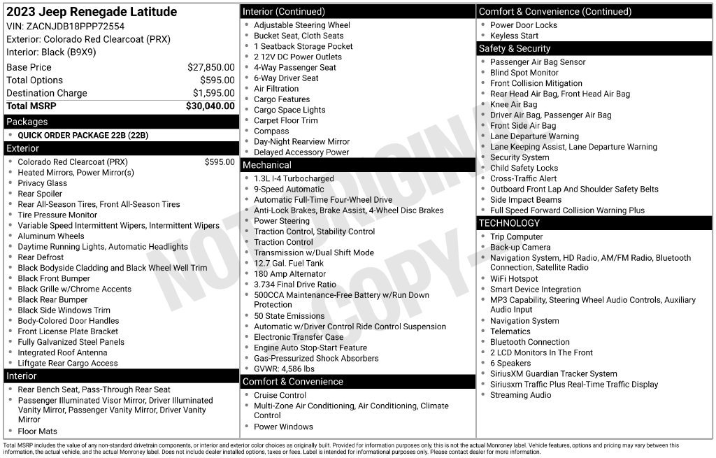 Certified 2023 Jeep Renegade Latitude AWD/4WD image 36