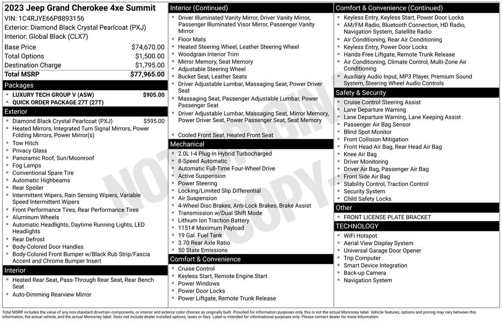 Used 2023 Jeep Grand Cherokee Summit w/ Luxury Tech Group V image 35