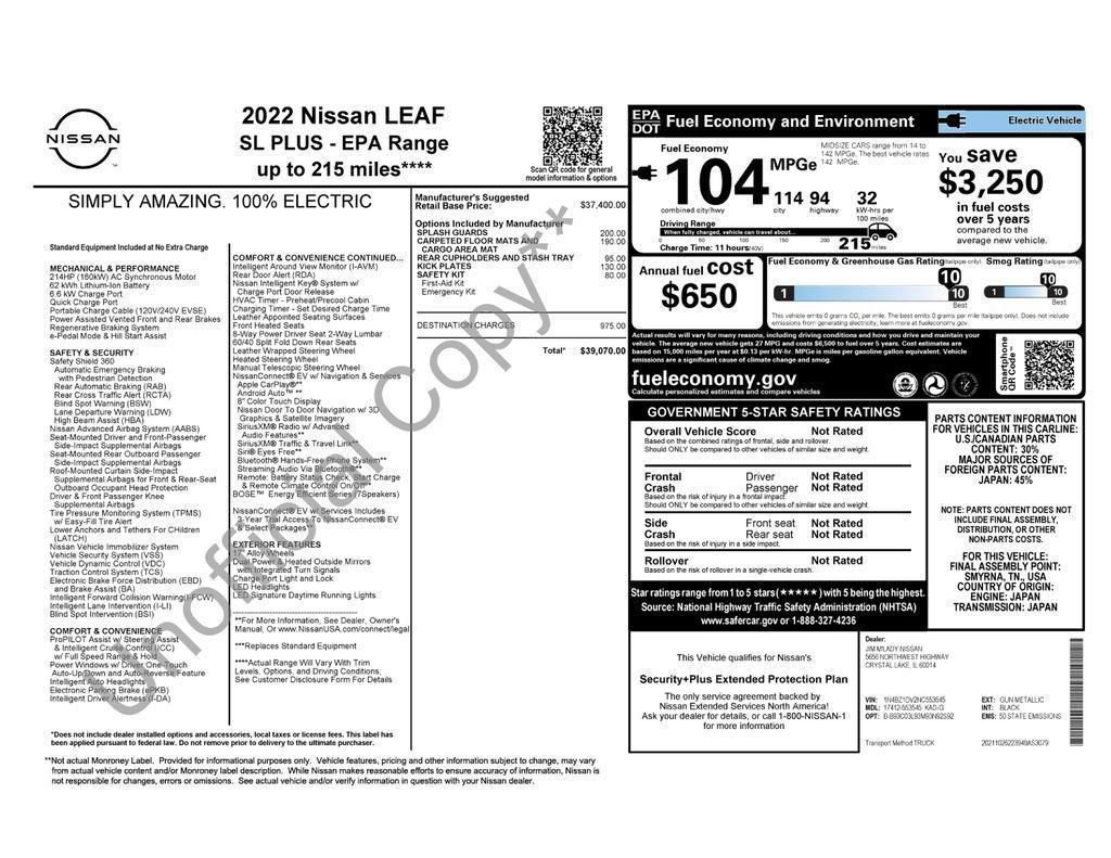 Certified 2022 Nissan Leaf SL Plus image 57