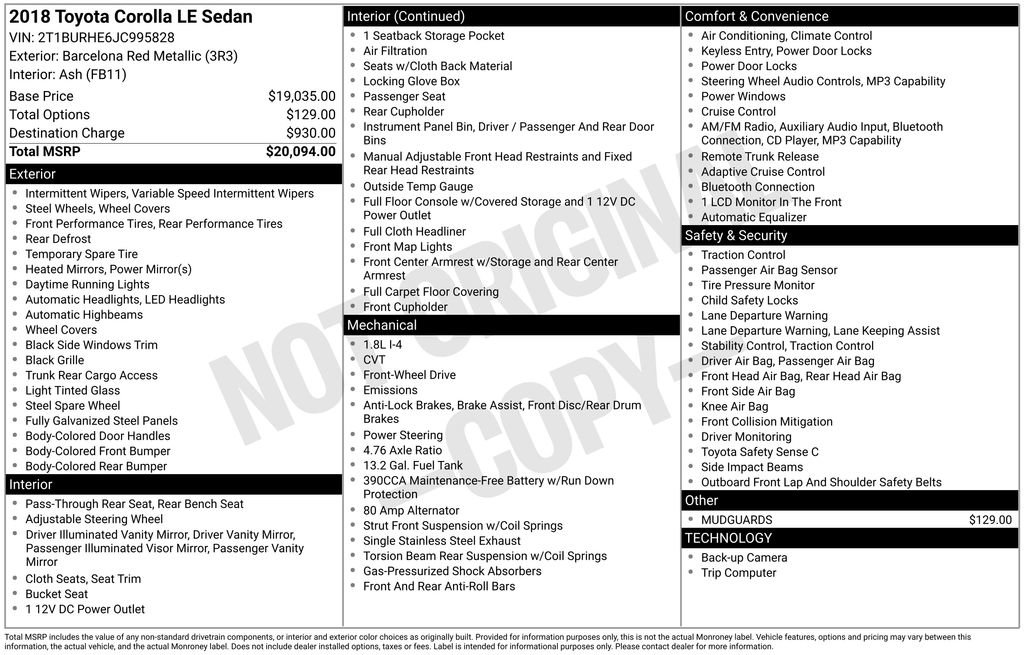 Used 2018 Toyota Corolla LE image 8