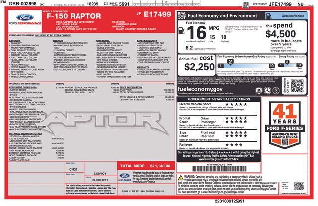 Used 2018 Ford F150 Raptor w/ Equipment Group 802A Luxury AWD/4WD image 27