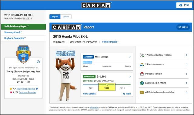 Used 2015 Honda Pilot EX-L image 12
