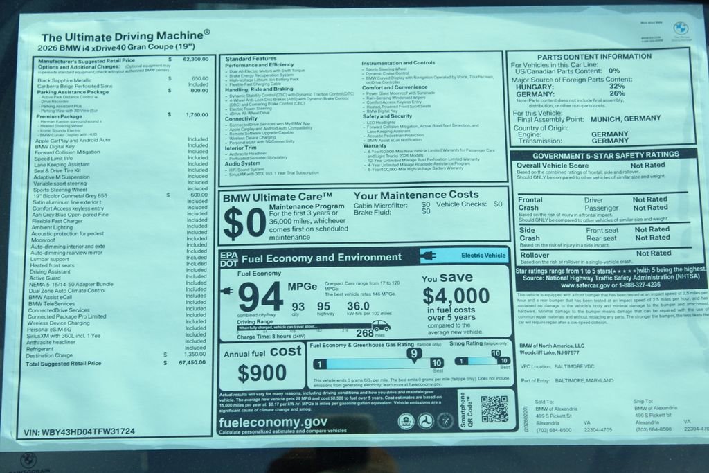 New 2026 BMW i4 xDrive40i w/ Premium Package AWD/4WD image 2