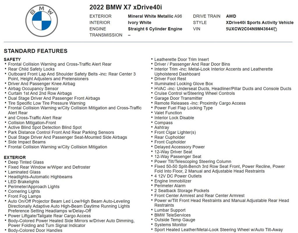 Used 2022 BMW X7 xDrive40i w/ M Sport Package AWD/4WD image 21