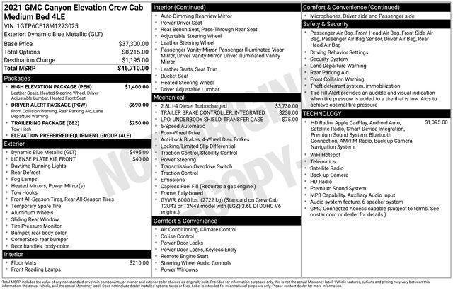 Used 2021 GMC Canyon Elevation w/ High Elevation Package AWD/4WD image 46