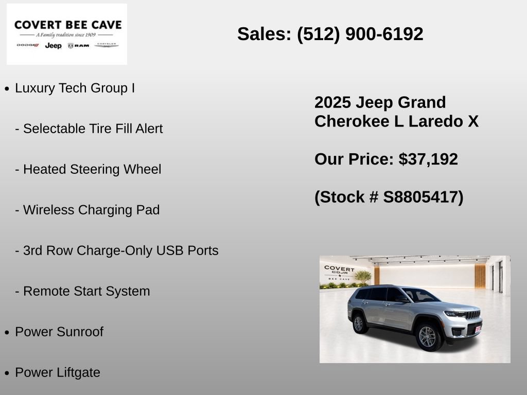 New 2025 Jeep Grand Cherokee L Laredo w/ Luxury Tech Group I RWD image 13