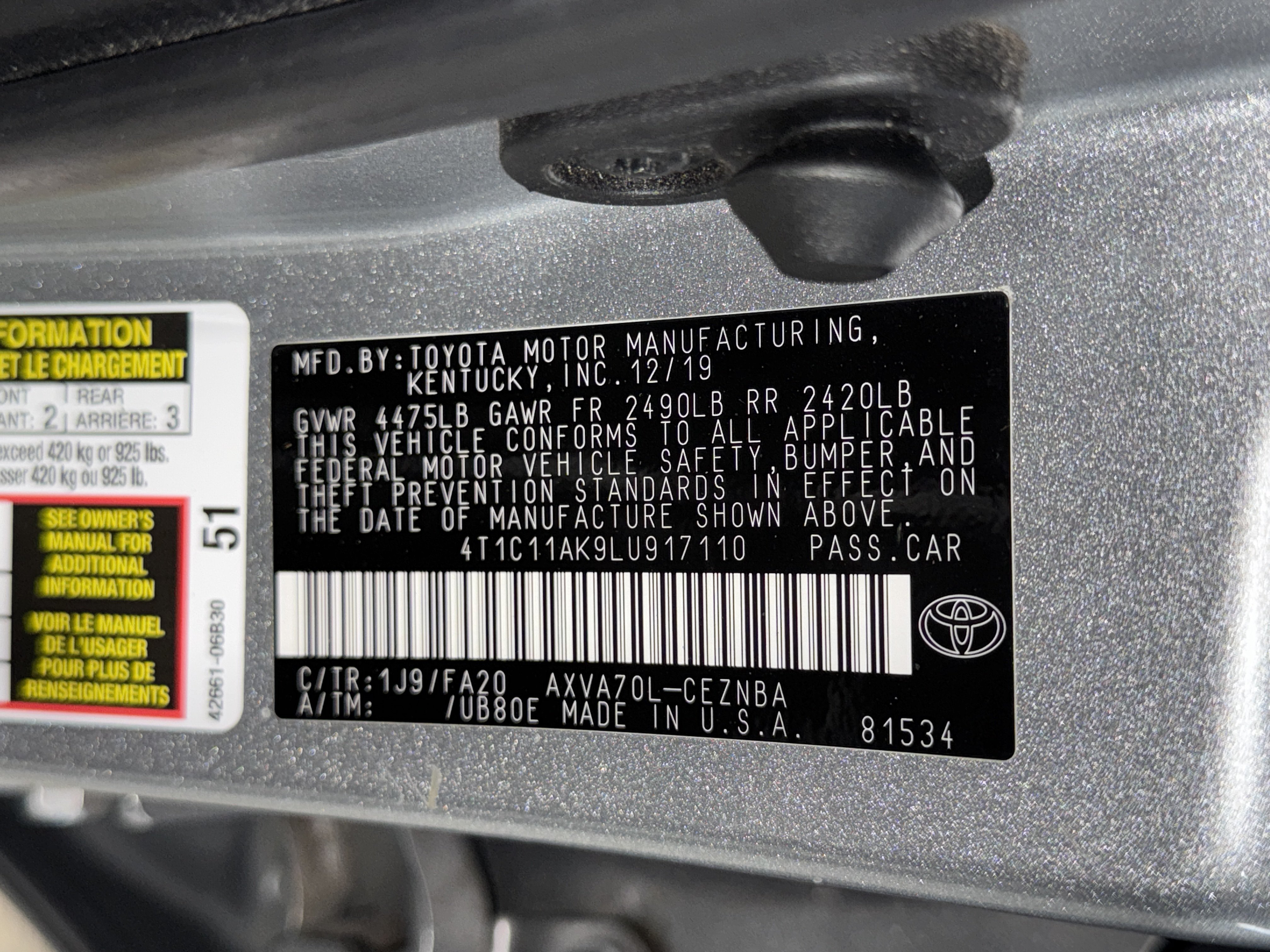 Used 2020 Toyota Camry LE FWD image 37