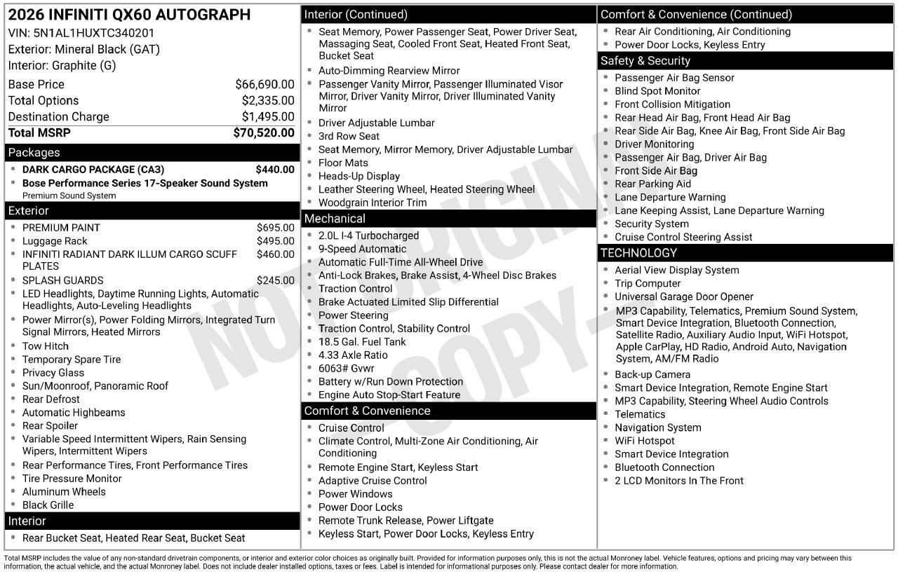 Certified 2026 INFINITI QX60 Autograph w/ Dark Cargo Package AWD/4WD image 36