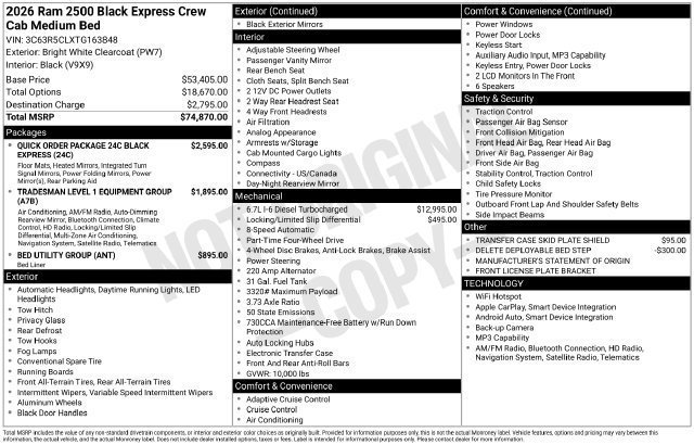 New 2026 RAM 2500 Tradesman AWD/4WD image 30