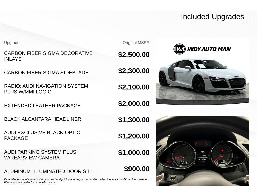 Used 2015 Audi R8 V8 w/ Extended Leather Package AWD/4WD image 18