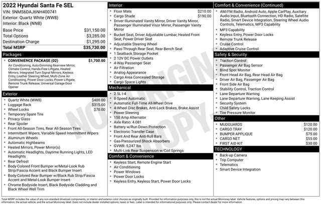 Used 2022 Hyundai Santa Fe SEL w/ Convenience Package image 13