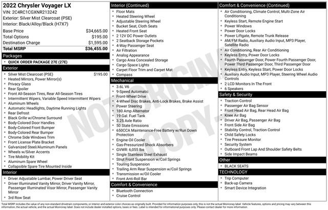 Used 2022 Chrysler Voyager LX FWD image 4