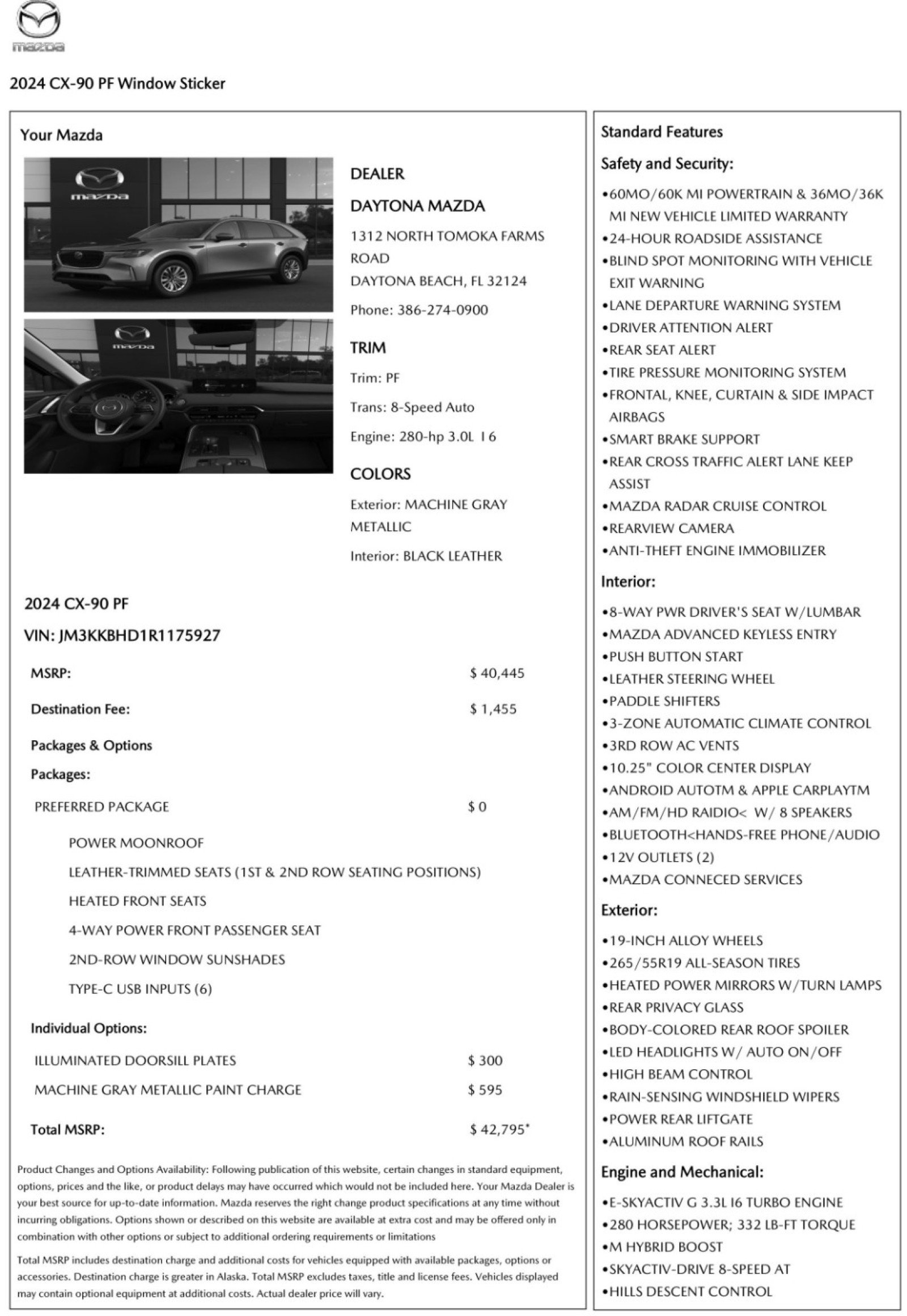 Used 2024 MAZDA CX-90 3.3 Turbo w/ Preferred Package image 53