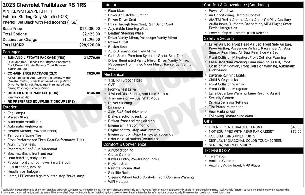 Used 2023 Chevrolet TrailBlazer RS w/ Sun and Liftgate Package image 5