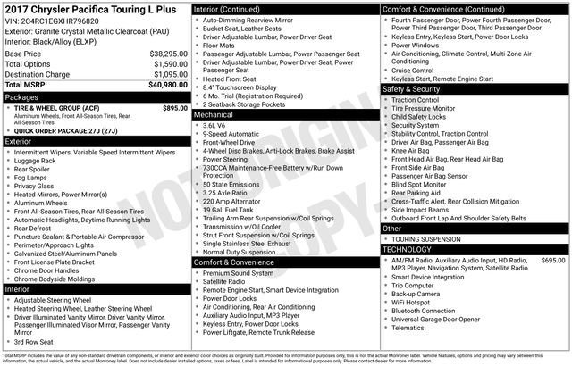 Used 2017 Chrysler Pacifica Touring-L Plus w/ Tire & Wheel Group FWD image 6