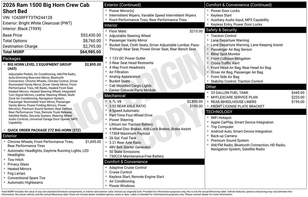 New 2026 RAM 1500 Big Horn AWD/4WD image 6