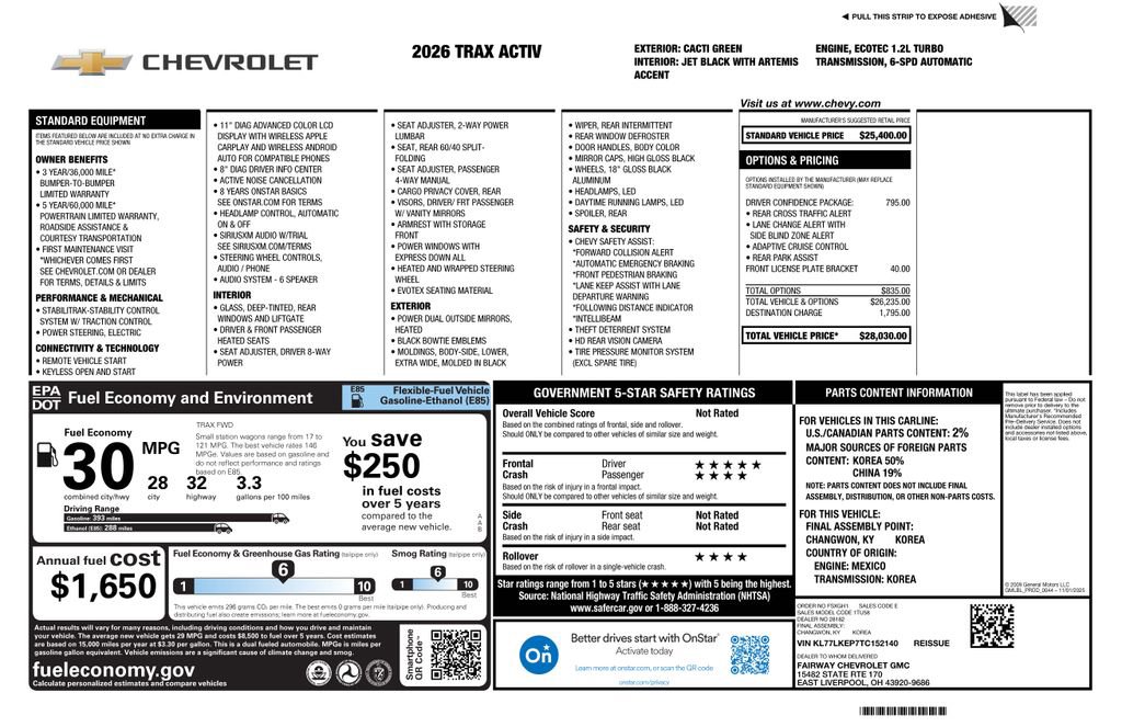 New 2026 Chevrolet Trax ACTIV w/ Driver Confidence Package FWD image 4