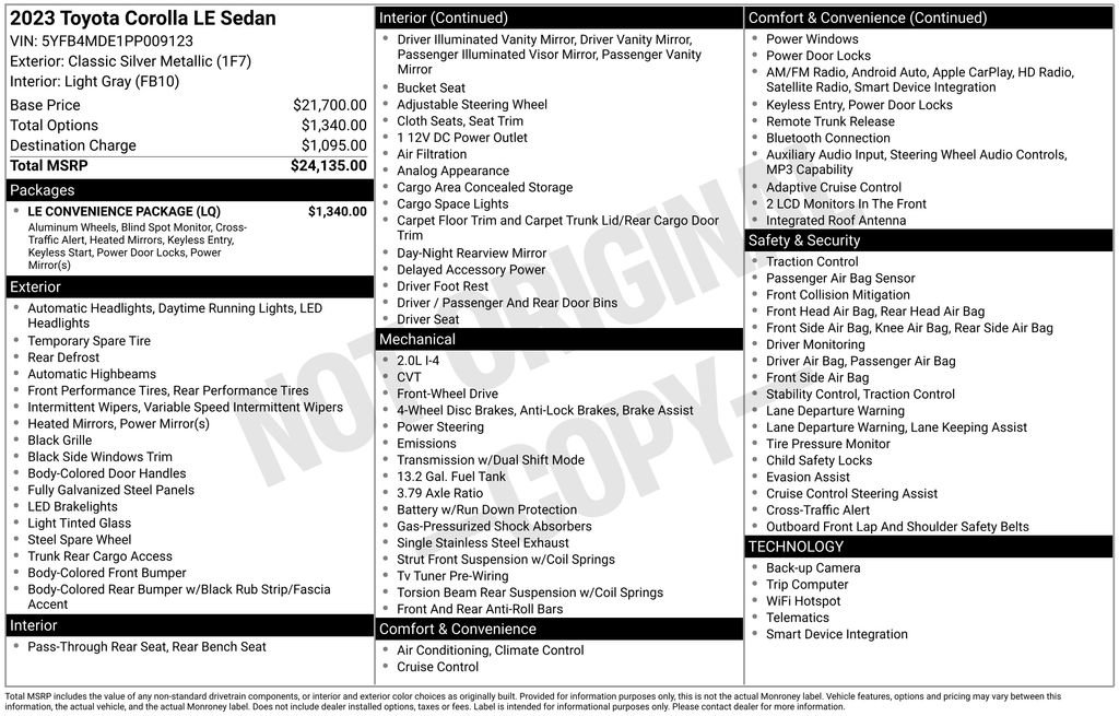 Used 2023 Toyota Corolla LE w/ LE Convenience Package FWD image 35
