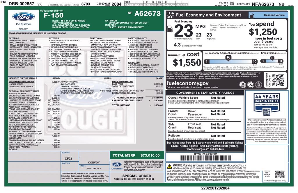 Used 2022 Ford F150 Lariat w/ Equipment Group 502A High AWD/4WD image 40