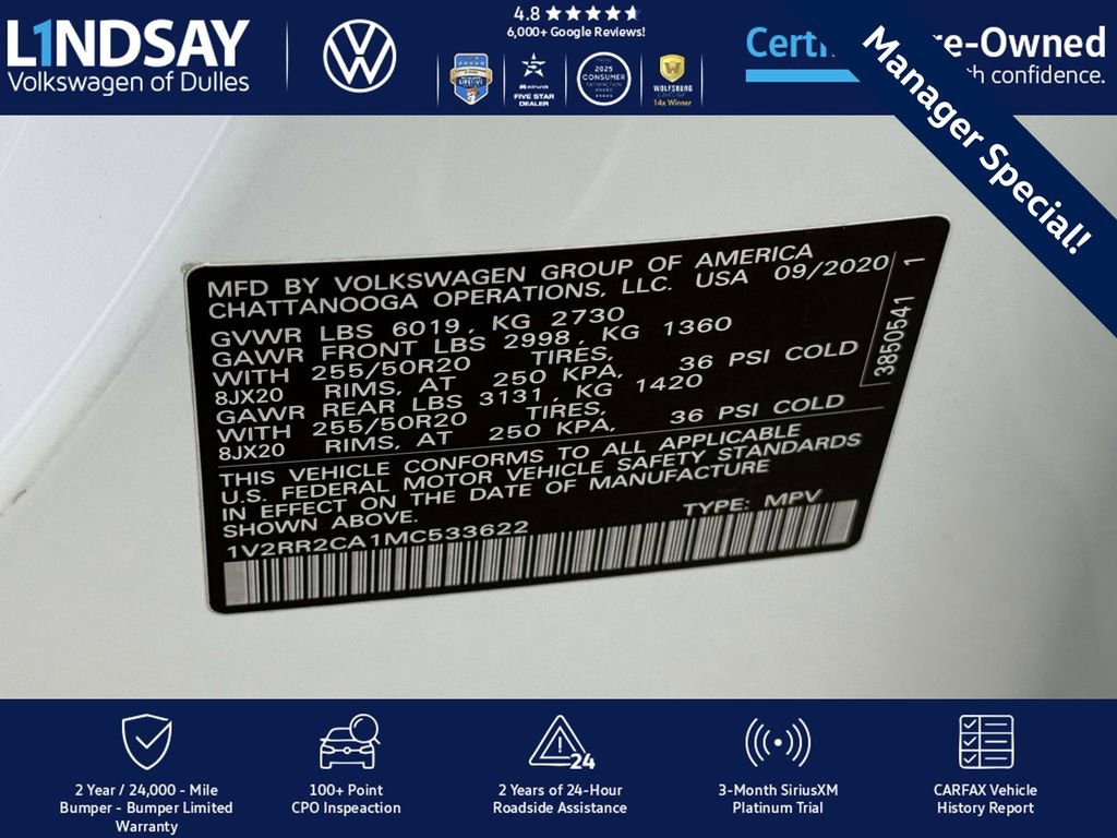 Certified 2021 Volkswagen Atlas SE w/ Panoramic Sunroof Package image 28