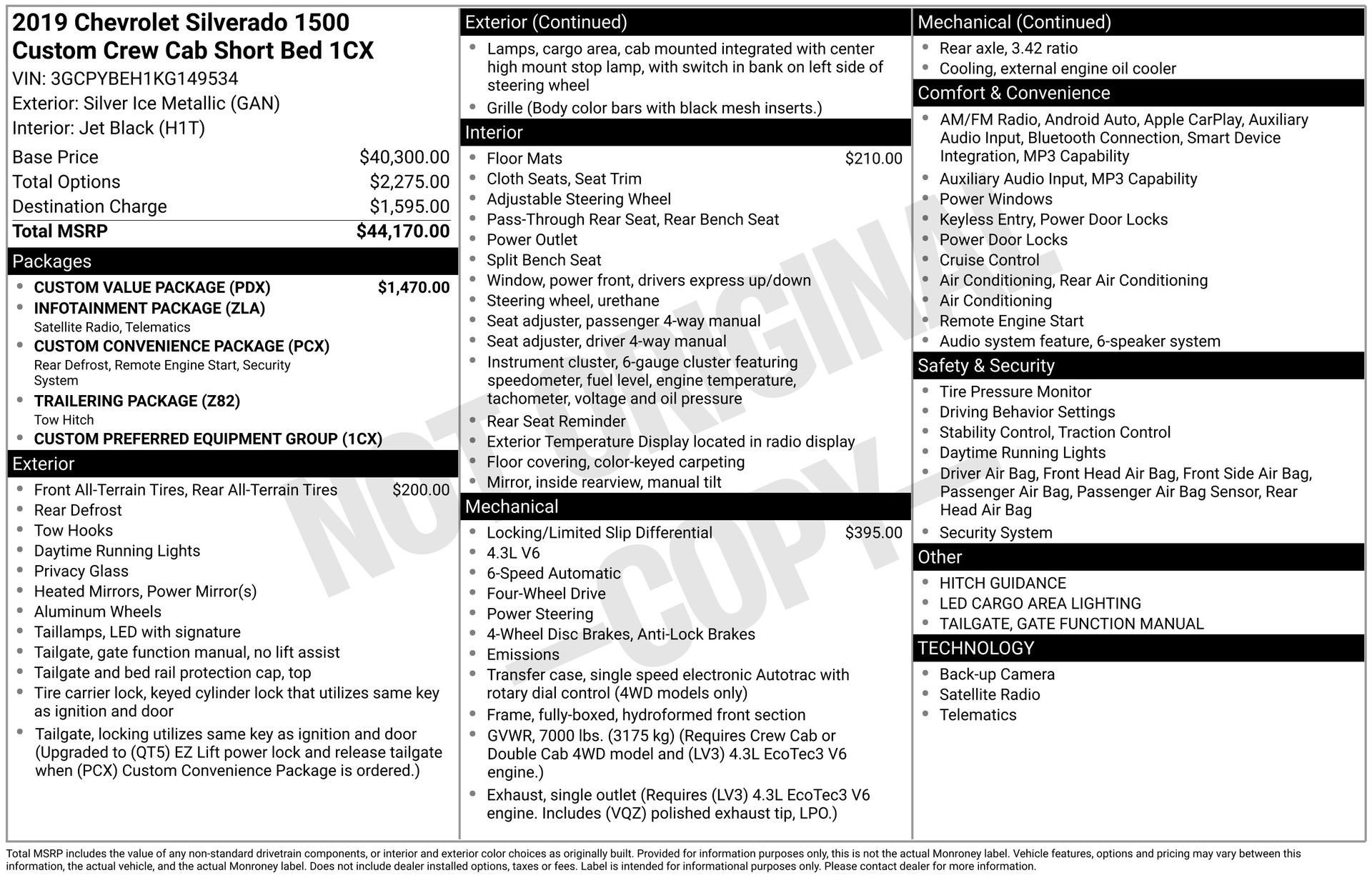 Used 2019 Chevrolet Silverado 1500 Custom w/ Custom Value Package AWD/4WD image 4