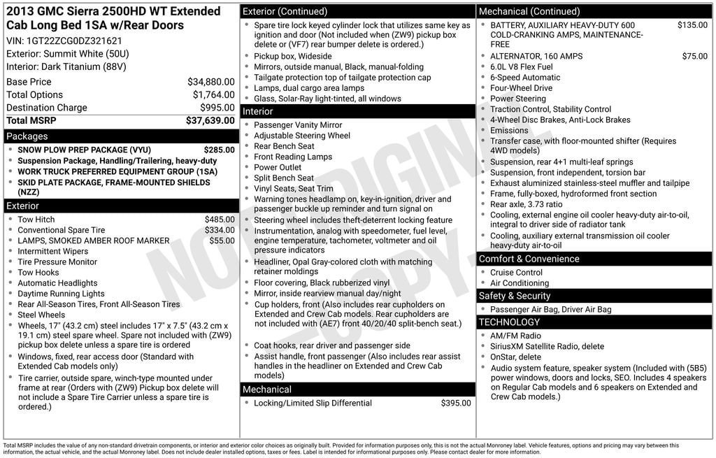 Used 2013 GMC Sierra 2500 W/T w/ Snow Plow Prep Package AWD/4WD image 19