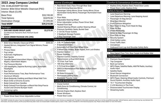 Used 2023 Jeep Compass Limited w/ Sun and Sound Group AWD/4WD image 34