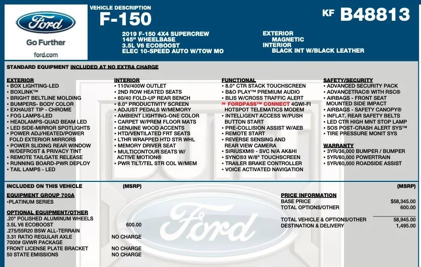 Used 2019 Ford F150 Platinum AWD/4WD image 2