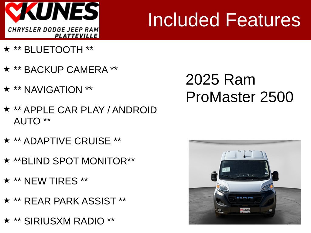 Used 2025 RAM ProMaster 2500 w/ Convenience Group FWD image 2