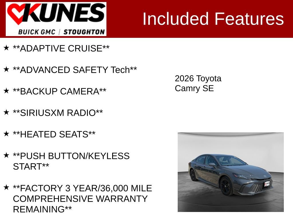 Used 2026 Toyota Camry SE FWD image 2