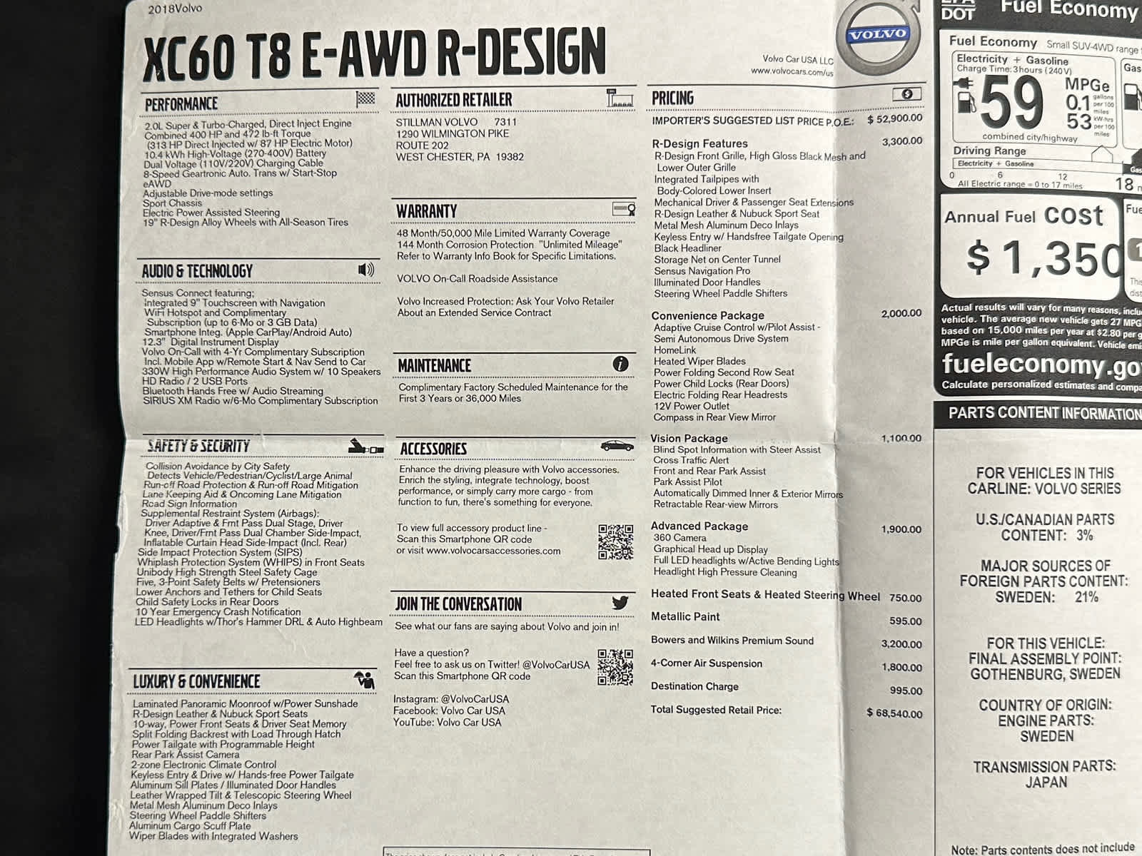 Used 2018 Volvo XC60 T8 R-Design w/ Convenience Package image 43