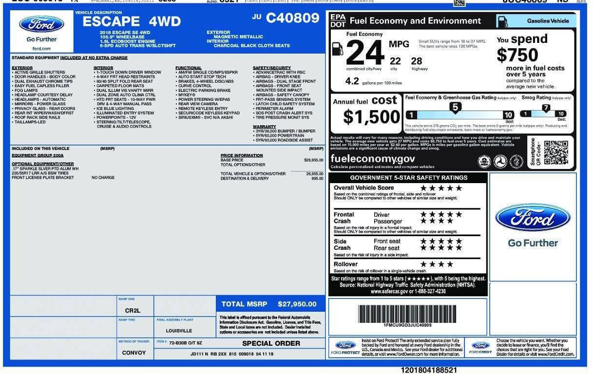 Used 2018 Ford Escape SE AWD/4WD image 3