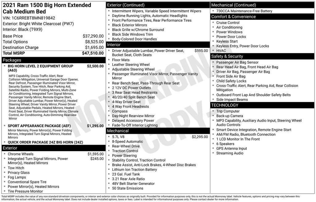 Used 2021 RAM 1500 Big Horn RWD image 9