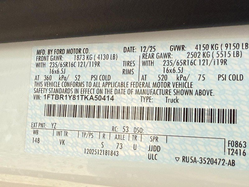 New 2026 Ford Transit 250 T-250 Low Rf 9150 GVWR RWD image 19