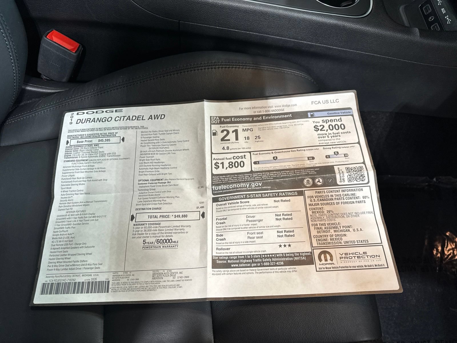 Used 2019 Dodge Durango Citadel w/ Technology Group AWD/4WD image 43