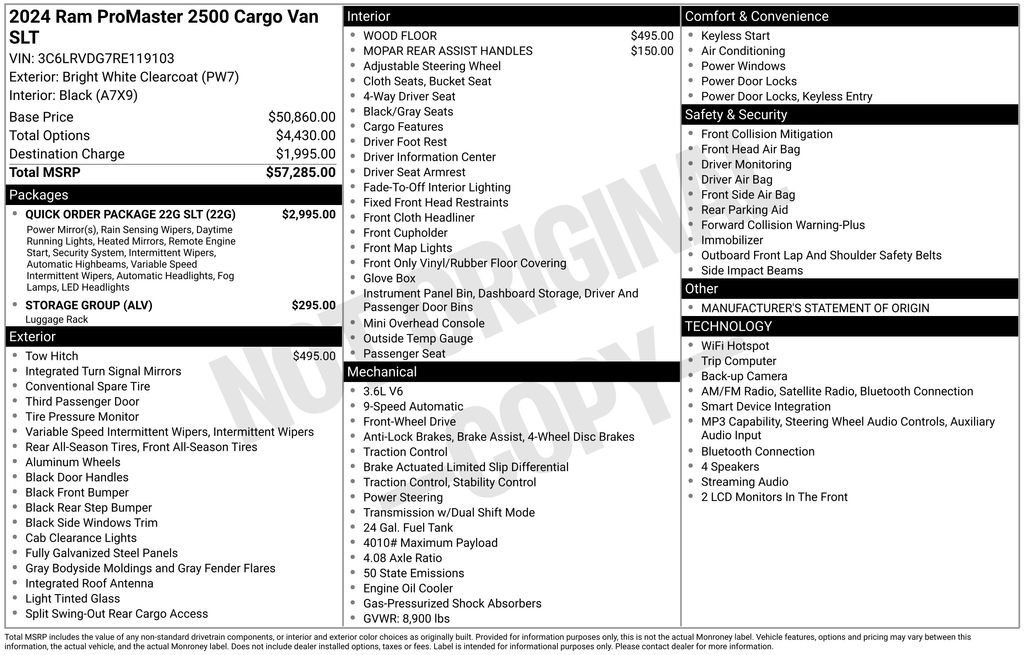 Used 2024 RAM ProMaster 2500 w/ Quick Order Package 22G SLT FWD image 7