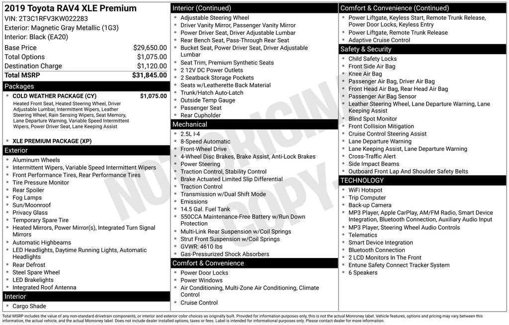 Used 2019 Toyota RAV4 XLE Premium w/ Cold Weather Package FWD image 33