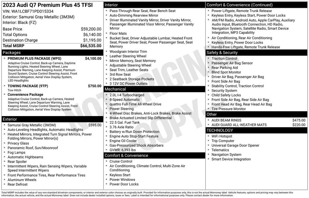 Used 2023 Audi Q7 2.0T Premium Plus w/ Premium Plus Package AWD/4WD image 7