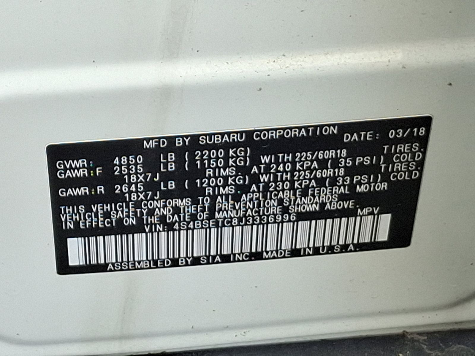 Used 2018 Subaru Outback 3.6R Touring image 27