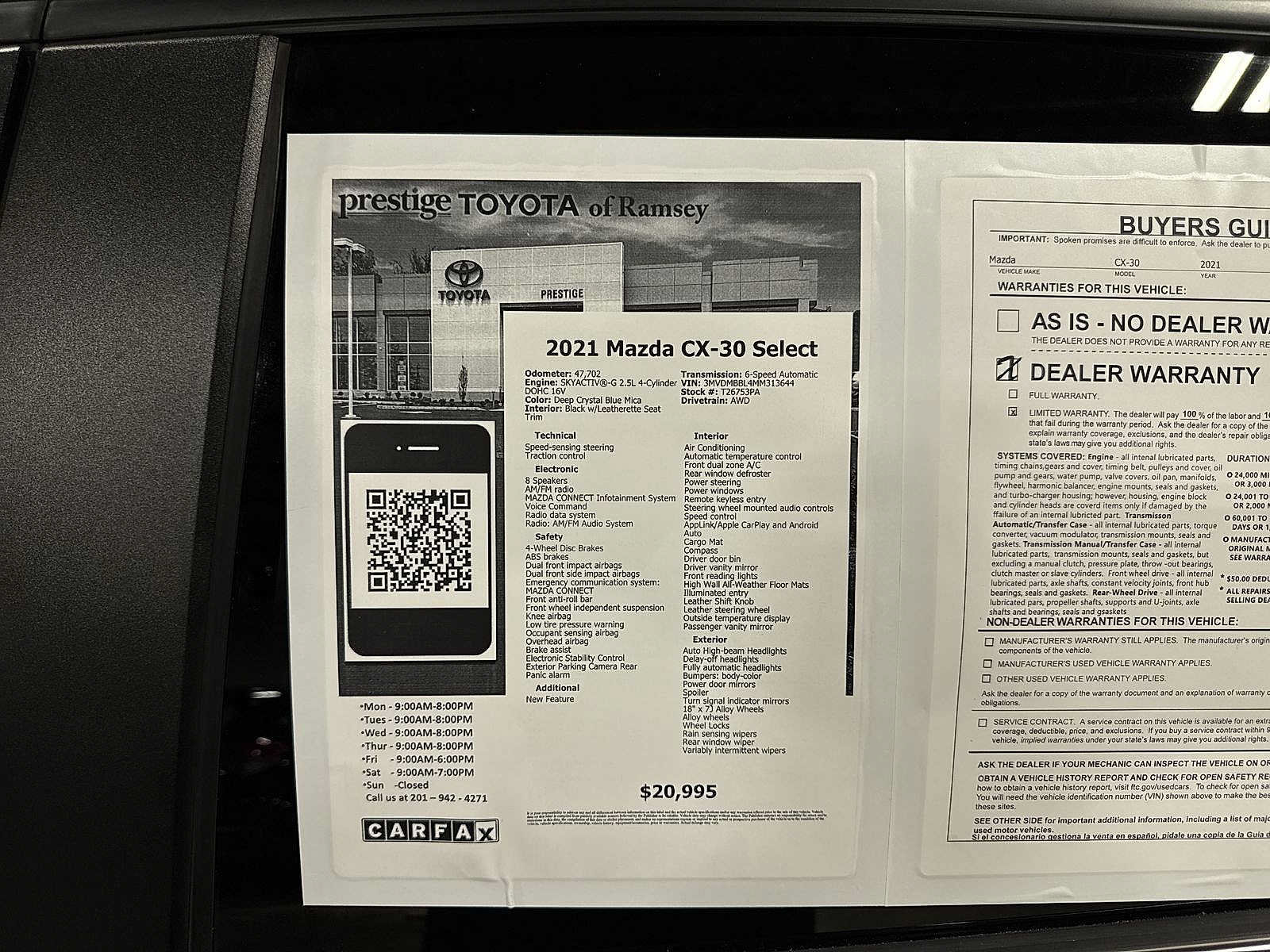 Used 2021 MAZDA CX-30 AWD 2.5 S w/ Select Package image 13