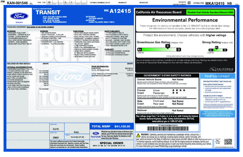 Used 2021 Ford Transit 250 Medium Roof w/ Load Area Protection Package RWD image 9