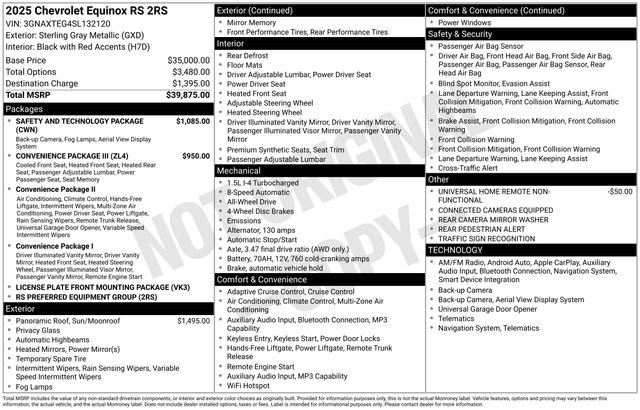 Used 2025 Chevrolet Equinox RS w/ Safety and Technology Package AWD/4WD image 7