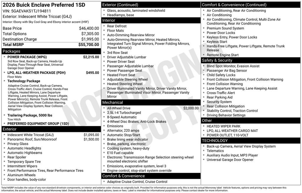 New 2026 Buick Enclave Preferred w/ Power Package image 49