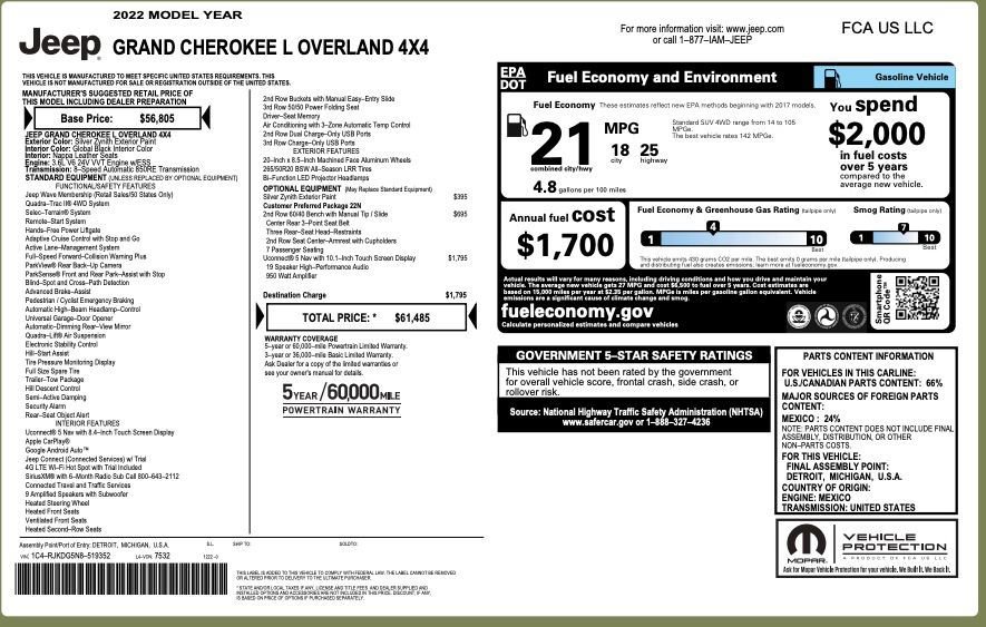 Used 2022 Jeep Grand Cherokee L Overland image 55